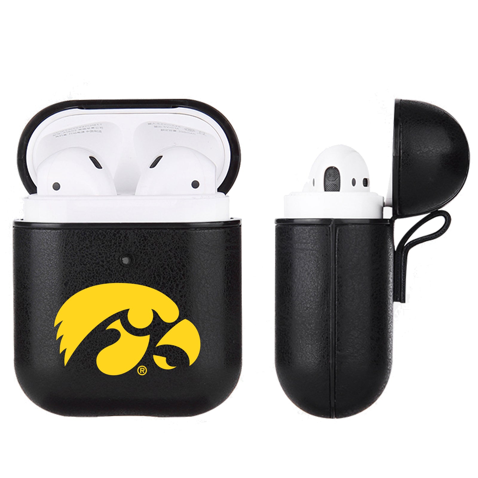 Iowa Hawkeyes Primary Mark design Black Apple Air Pod Leather Case