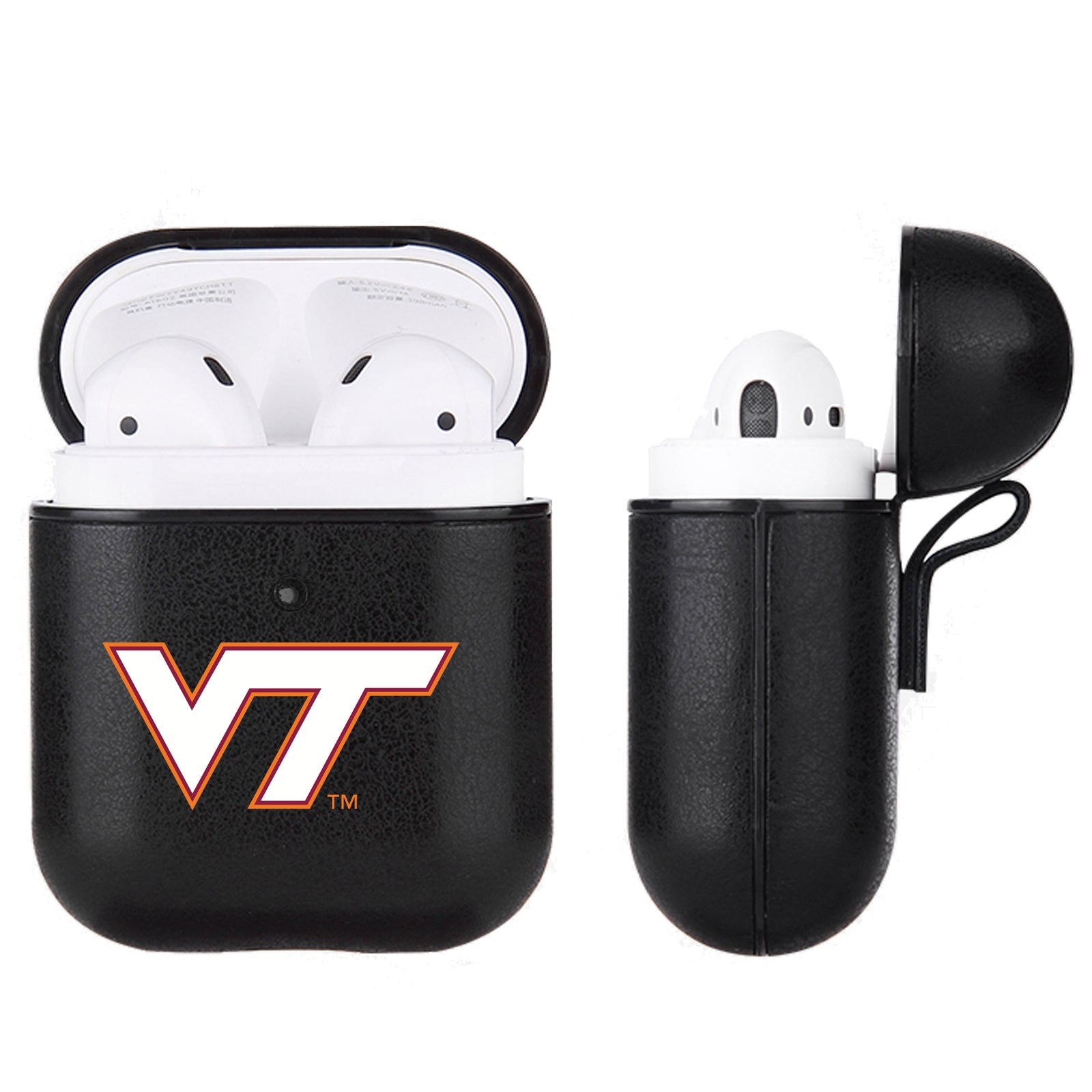 Virginia Tech Hokies Primary Mark design Black Apple Air Pod Leather Case