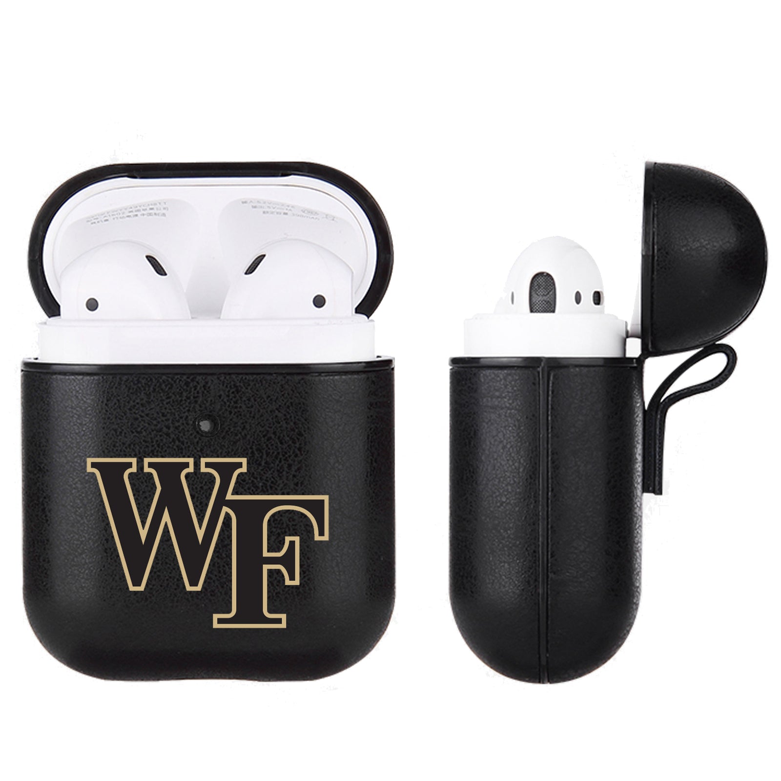 Wake Forest Demon Deacons Primary Mark design Black Apple Air Pod Leather Case