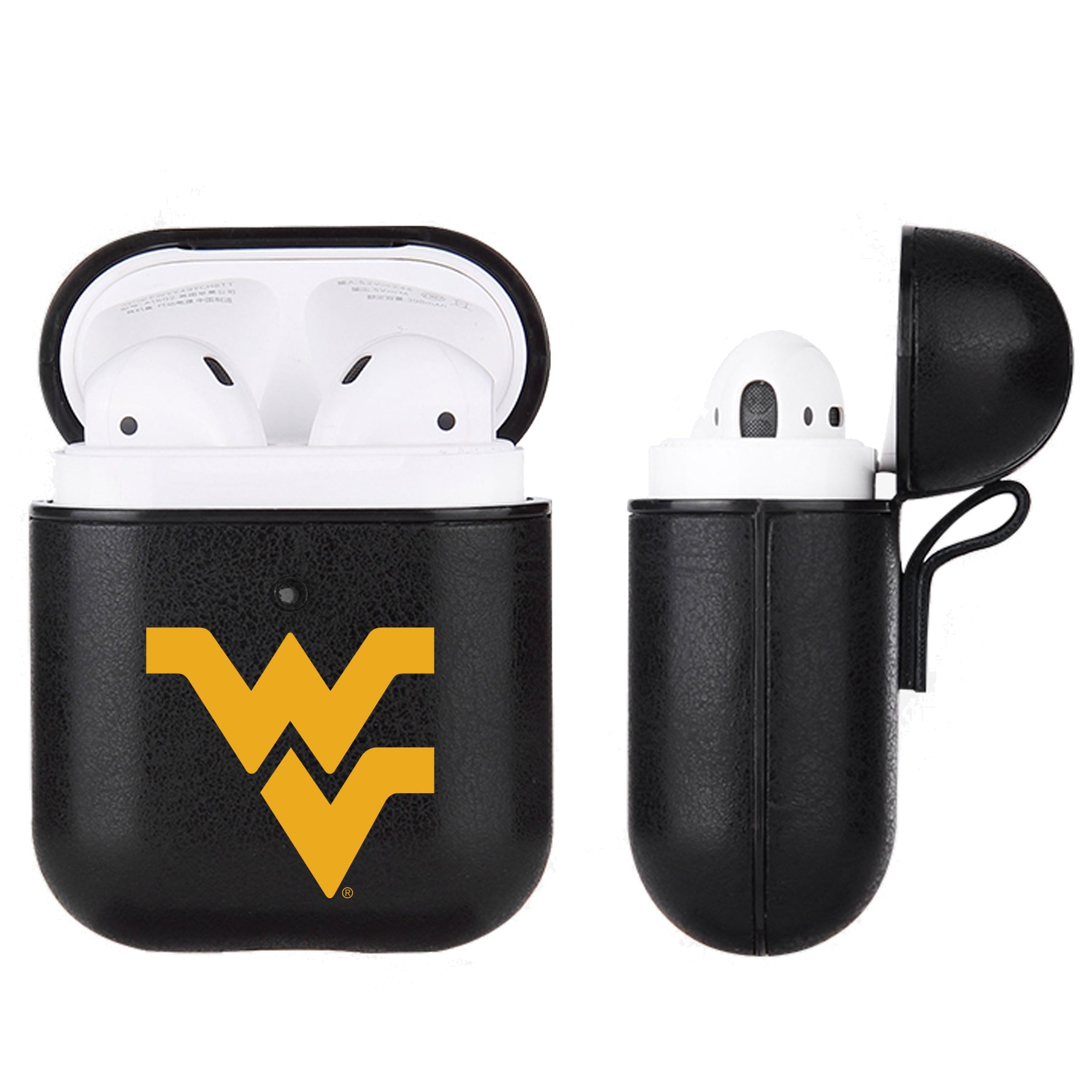 West Virginia Mountaineers Primary Mark design Black Apple Air Pod Leather Case