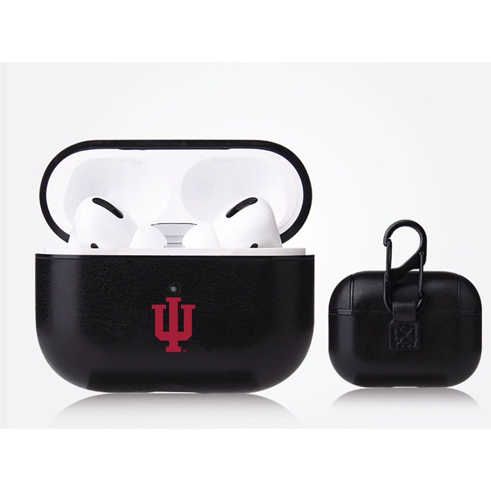 Indiana Hoosiers Primary Mark design Black Apple Air Pod Pro Leatherette