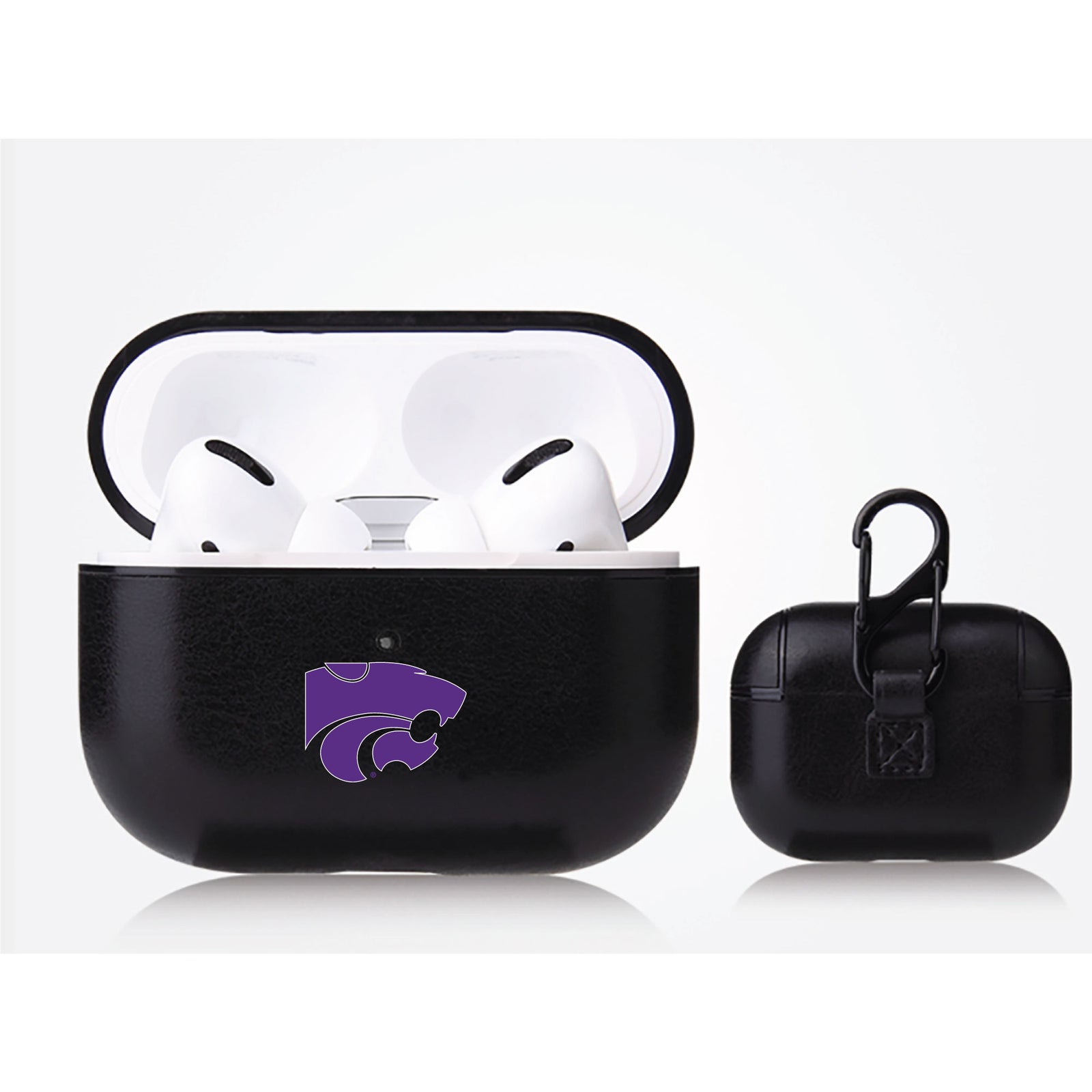 Kansas State Wildcats Primary Mark design Black Apple Air Pod Pro Leatherette