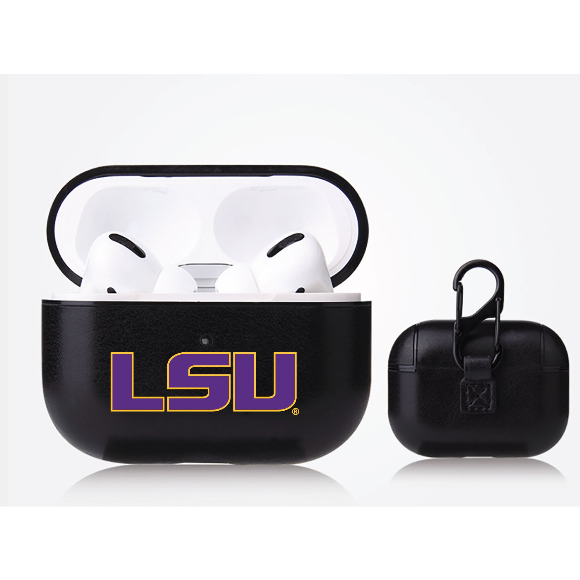 LSU Tigers Primary Mark design Black Apple Air Pod Pro Leatherette