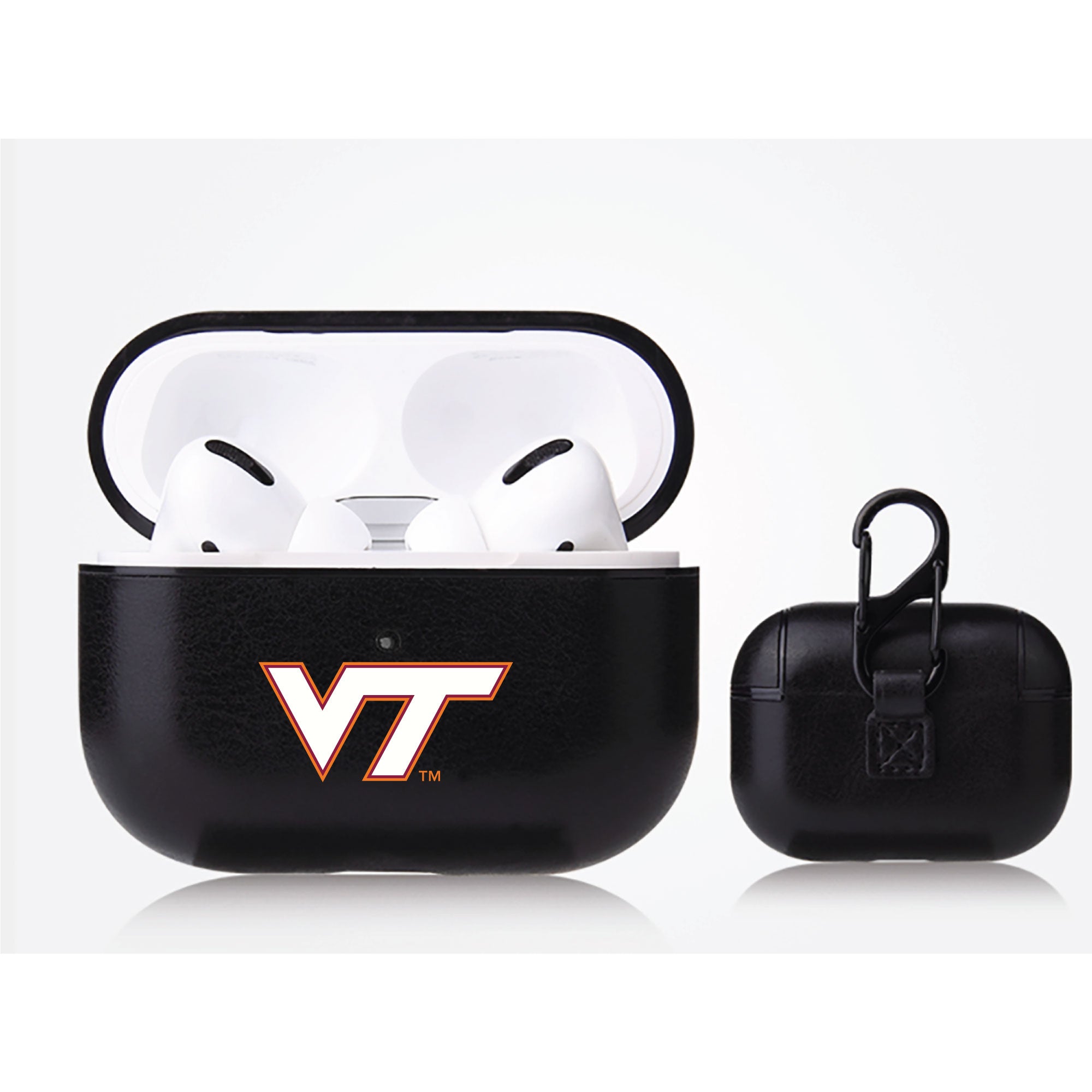 Virginia Tech Hokies Primary Mark design Black Apple Air Pod Pro Leatherette