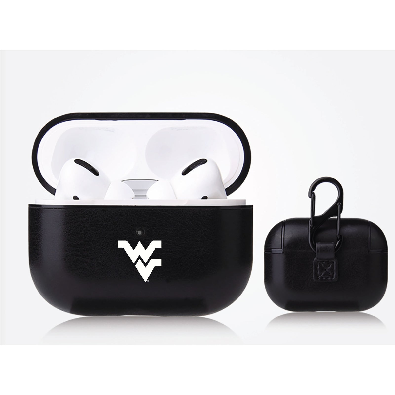 West Virginia Mountaineers Primary Mark design Black Apple Air Pod Pro Leatherette